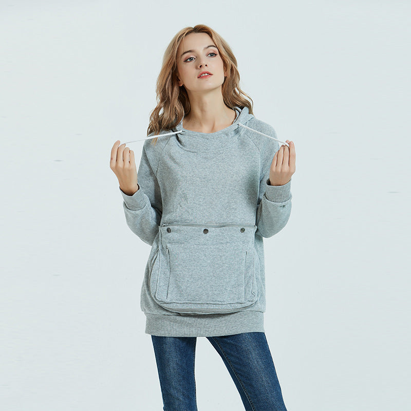 Women Pocket Pet Casual Plush Hoodies Jacket 4