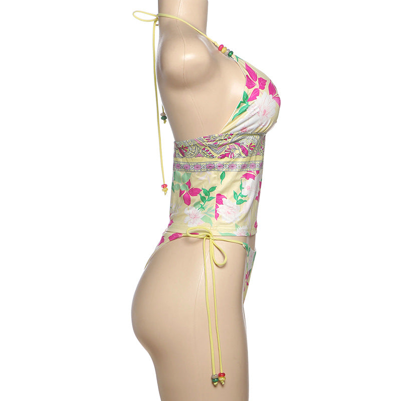 Women Summer Sexy Print Tank Top and Shorts Two Pieces 7