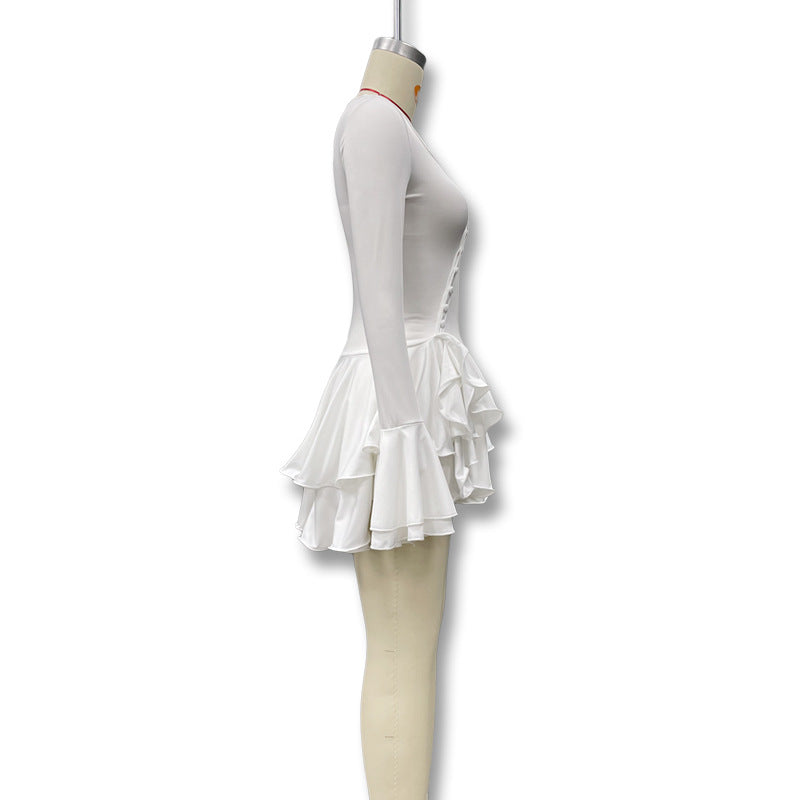 Summer Sexy Single-Button Bell Sleeve Slim Waist Mini Dress 21