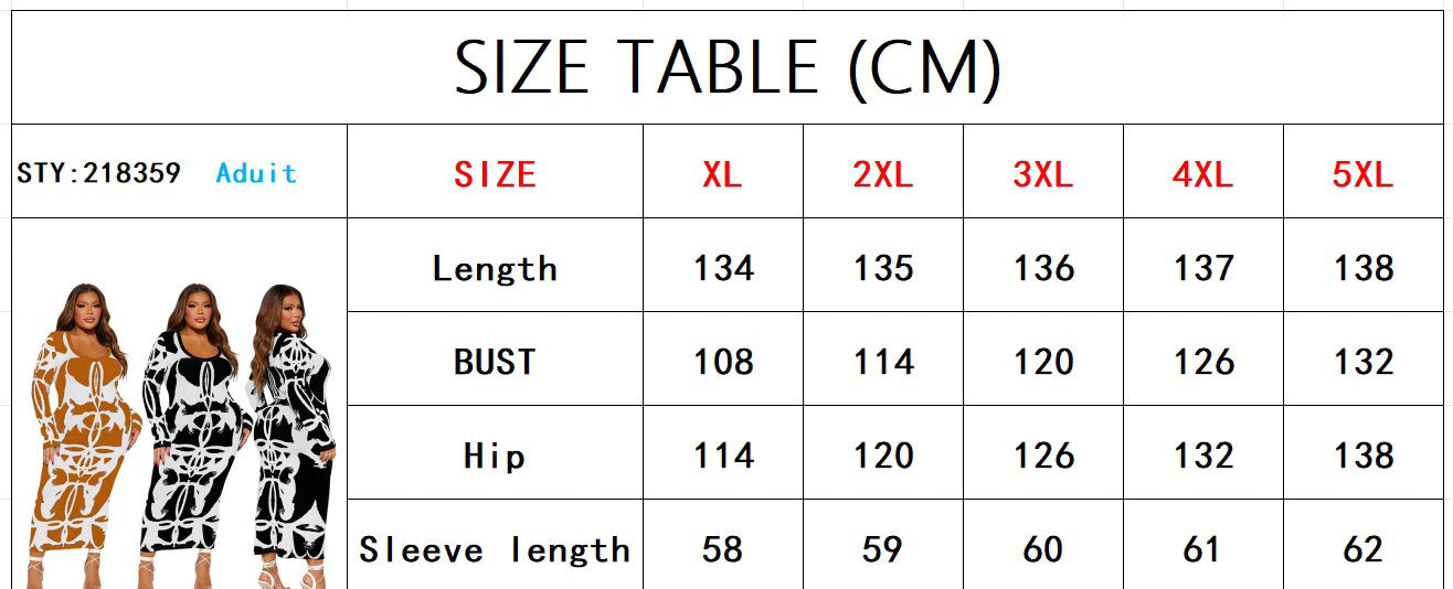 Plus Size Women's Sexy U Neck Long Sleeve Dress 8