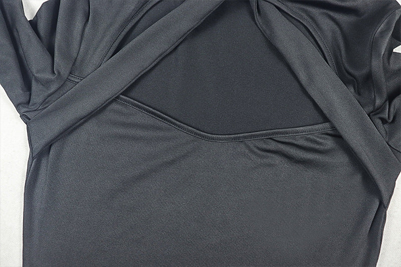 Women's Solid Color Hollow Out Sexy Fashion Long Sleeve Slim Waist Bodycon Short Dress 13