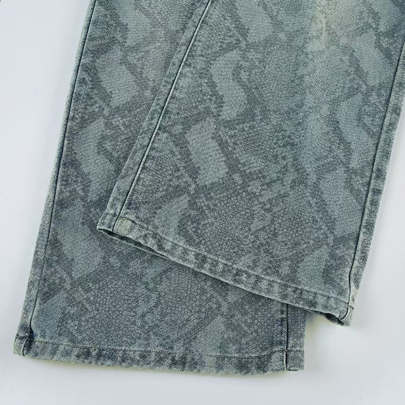 Women casual snake print denim Pant 18