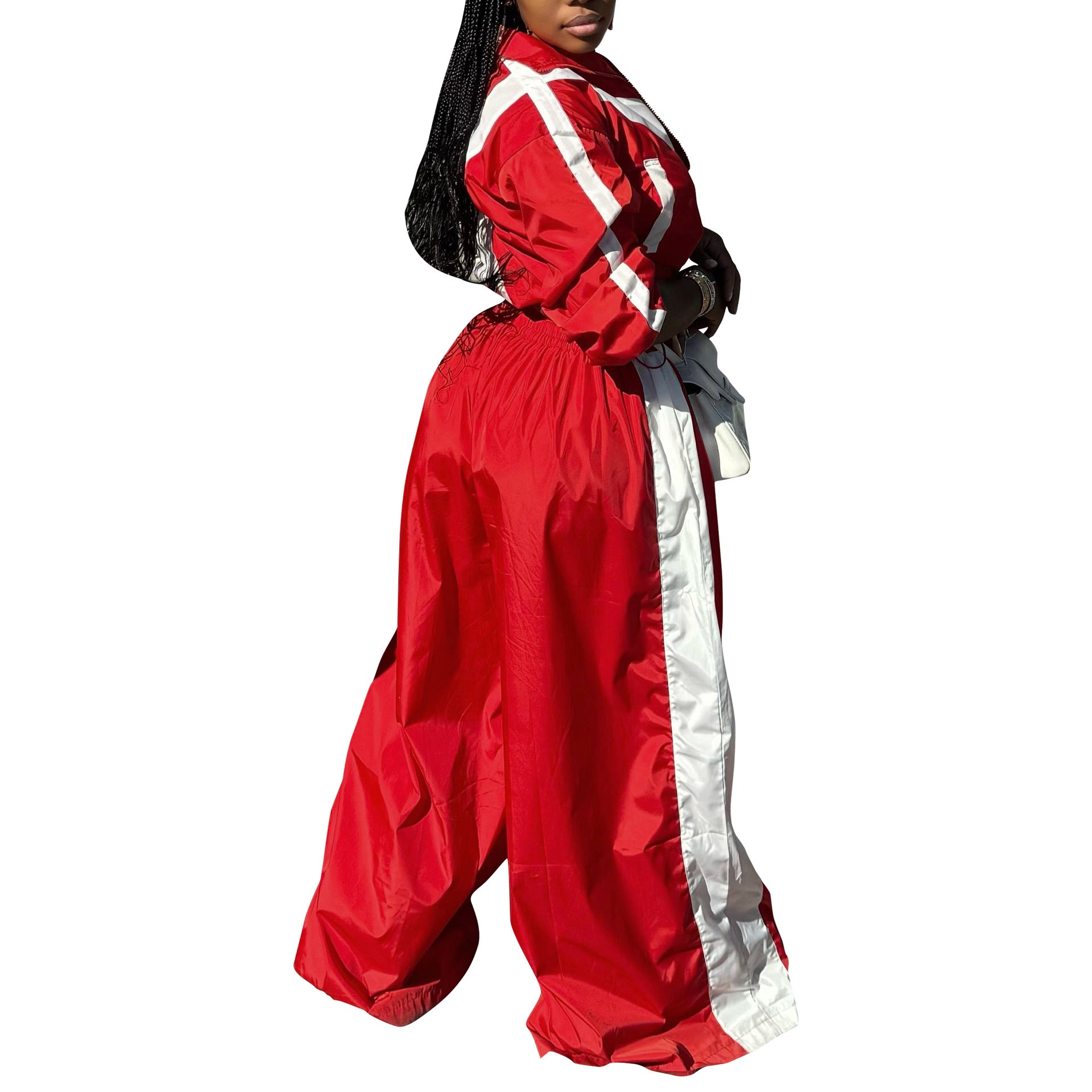 Women Sports Woven Colorblock Top and Pant Two Piece Set 8