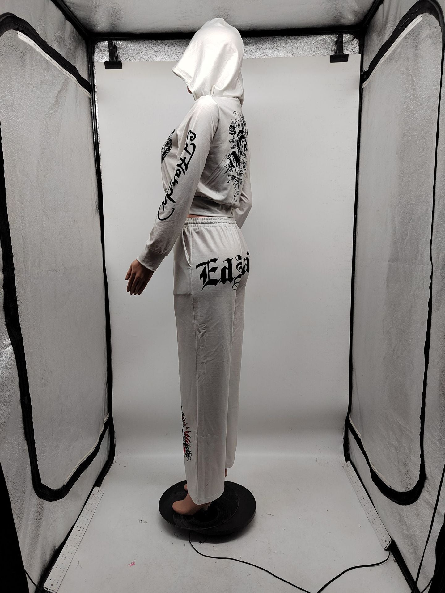 Women Autumn Casual Zipper Printed Top and Pant Two-piece Set 11