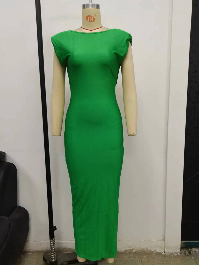 Summer Women's Sexy Tight Fitting Low Back Hollow Trend Chic Slim Waist Long Dress 10