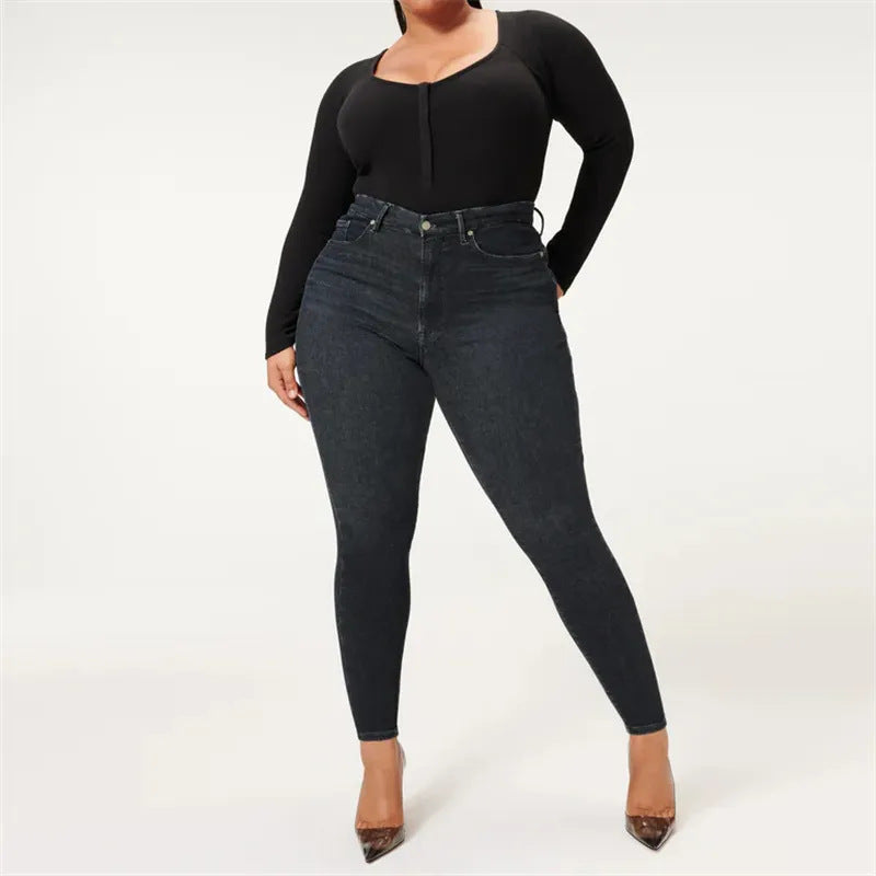 Plus Size Women Stretch Denim Pants 3