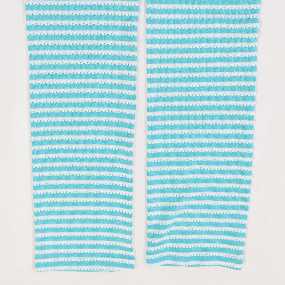 Women jacquard striped lace-up Crop Top and pencil pants two-piece set 20