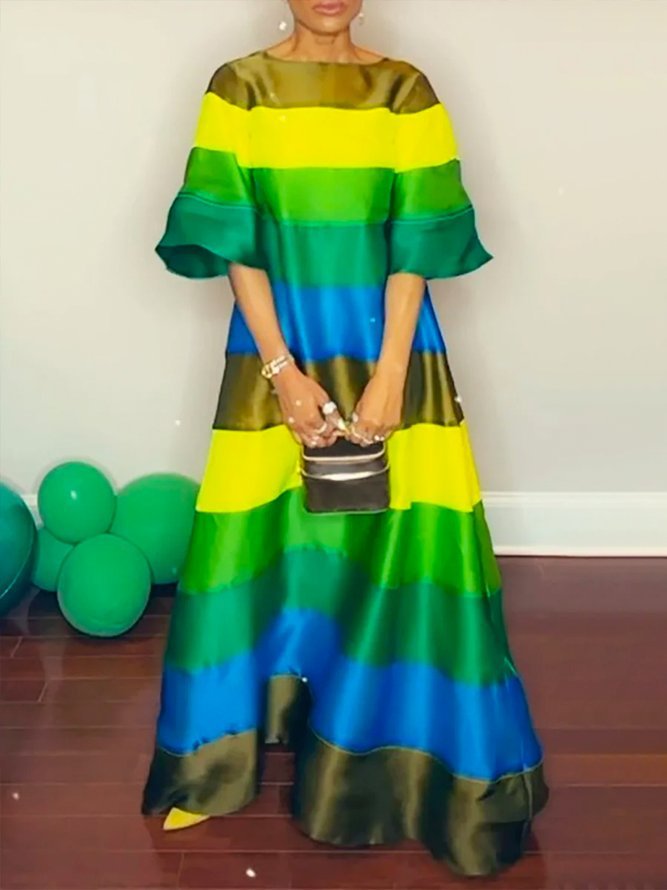 Women Fashion Striped printed dress 4