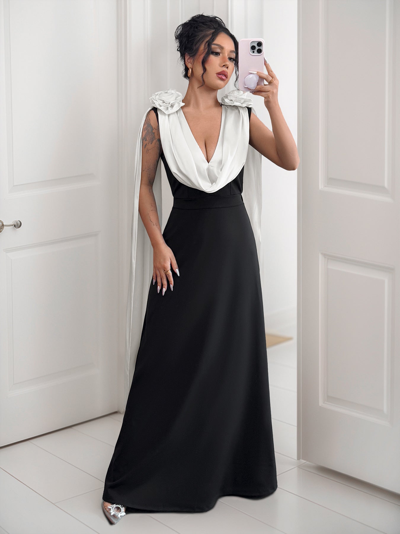 Women Party Sleeveless Contrast Dress 11