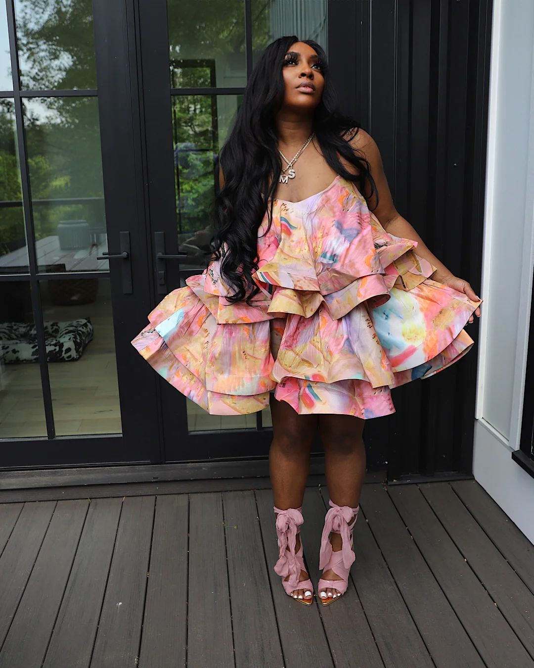 Women's?˜Clothing?˜Layered?˜Printed?˜Straps?˜Dress 3