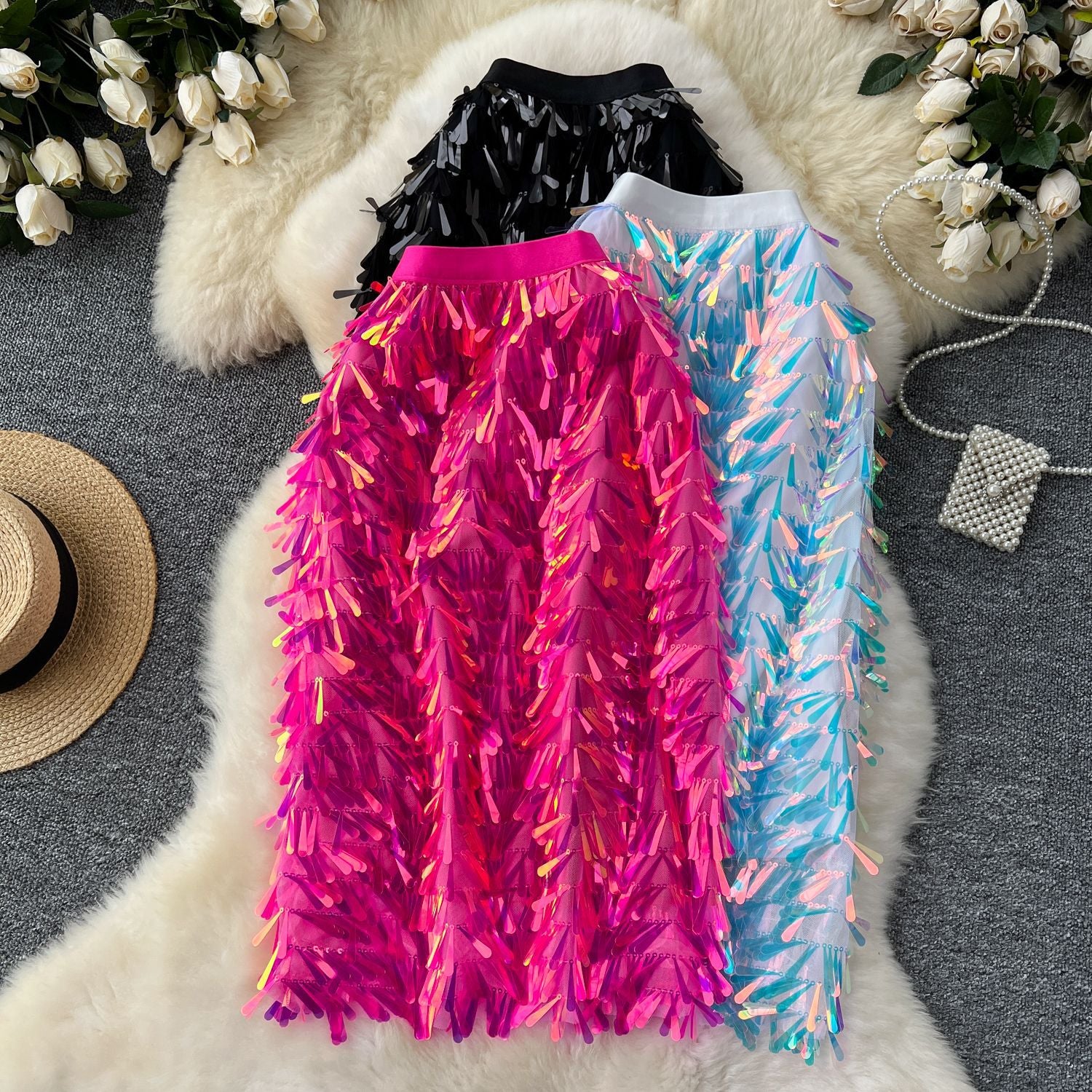 Women Summer Sequined Sparkling Skirt 14