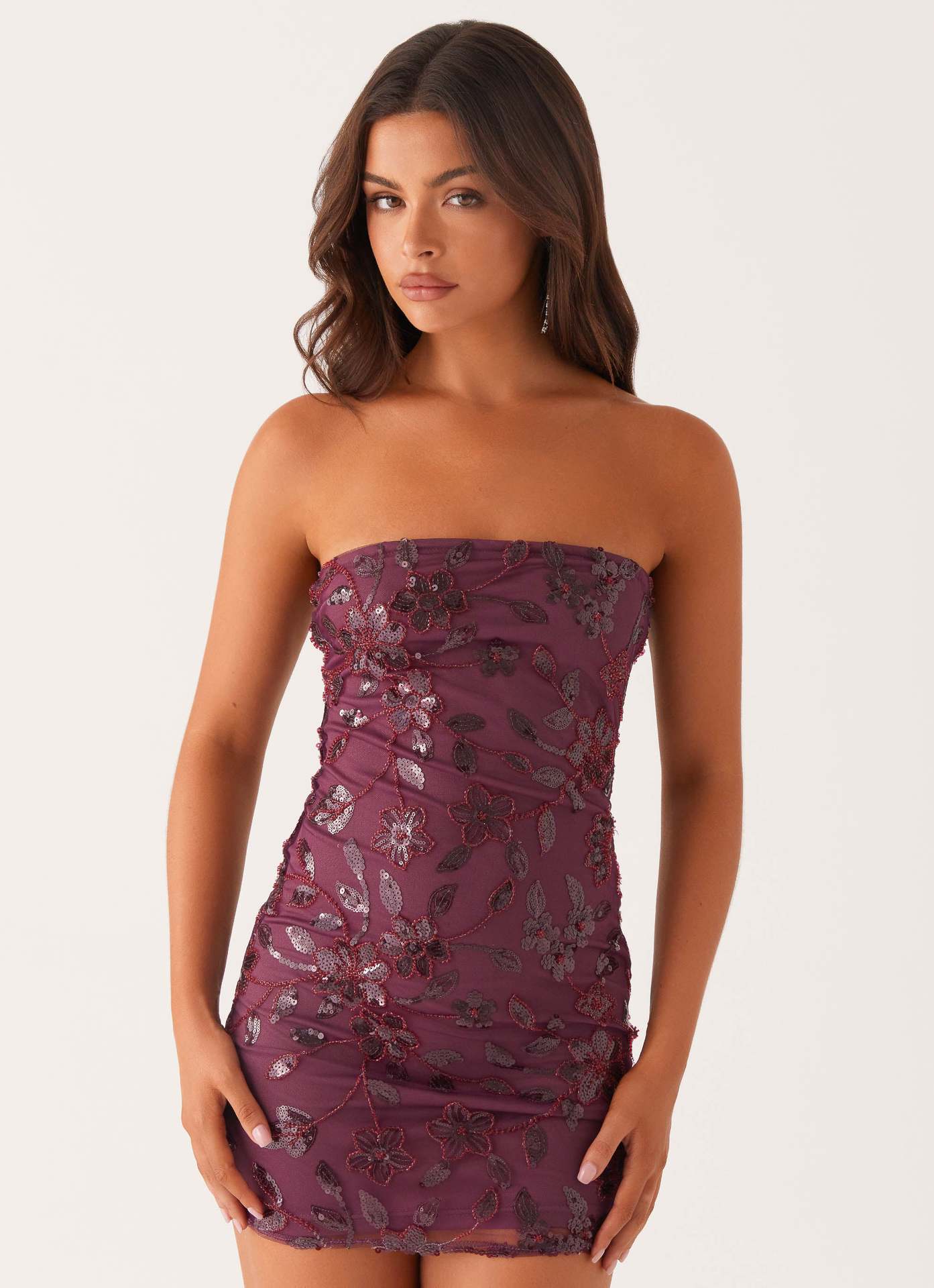 Women's Summer Strapless Sequin Bodycon Short Dress 18