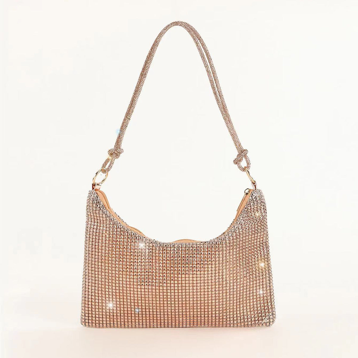 Mesh Rhinestone Knotted Armpit Bag Diamond-Encrusted Trendy Shoulder Evening Bag 10