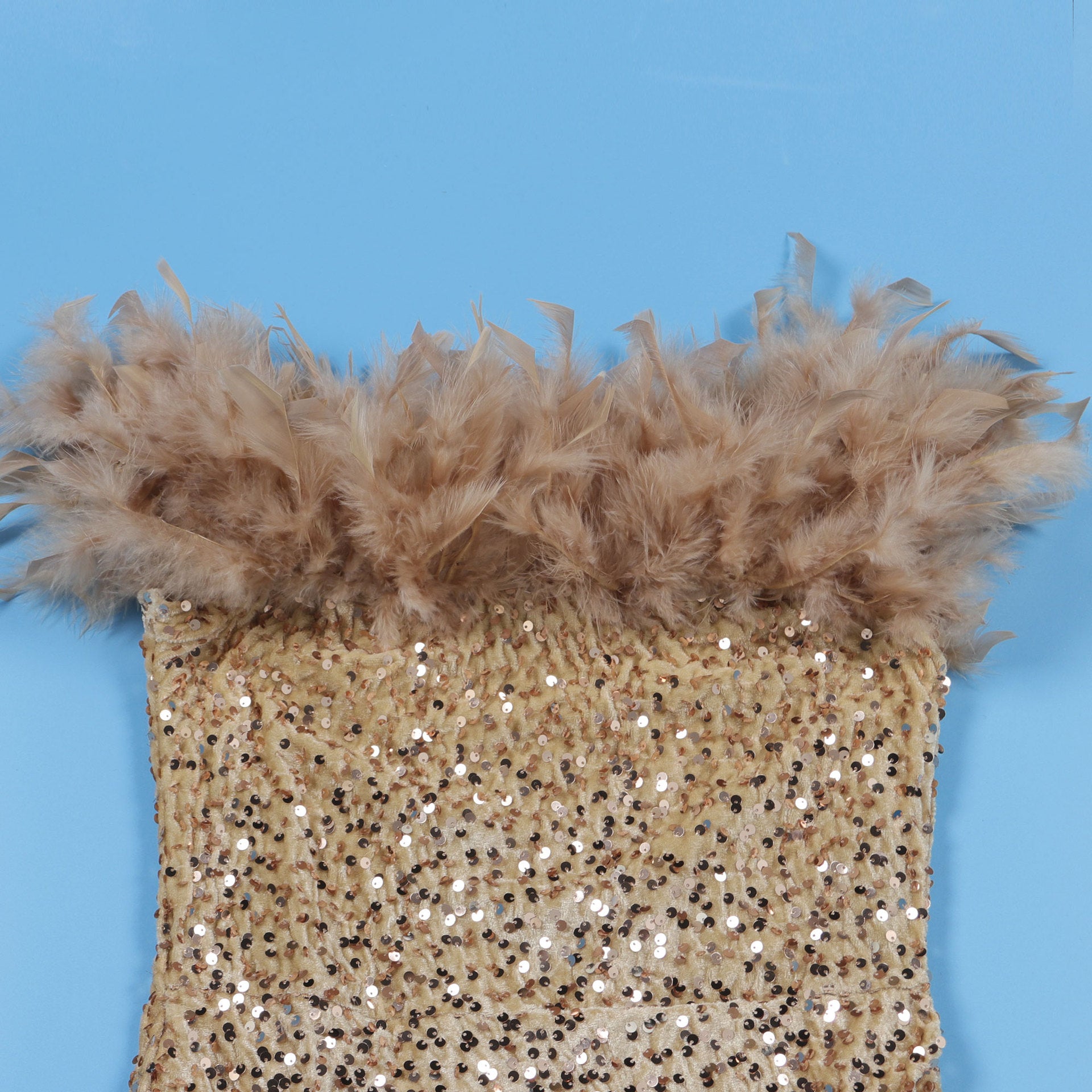 Sexy Sequin Feather Off Shoulder Bodycon Dress 38