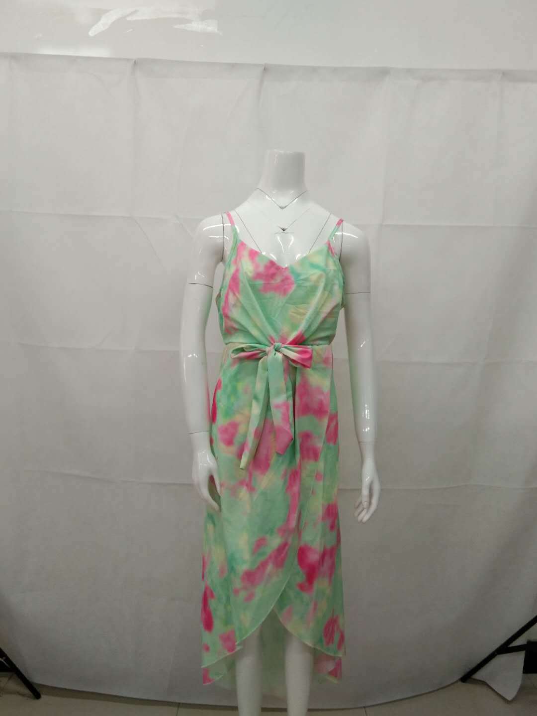 Women summer irregular tie-dye Backless suspender dress 9