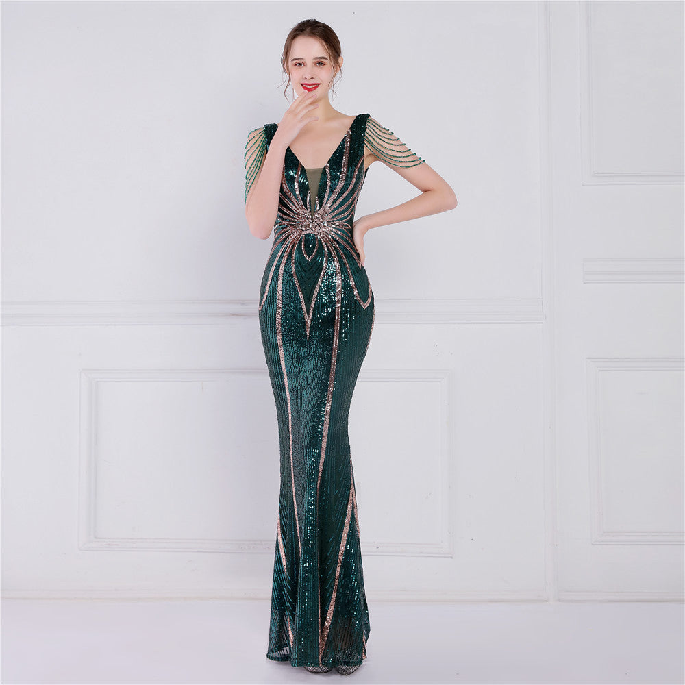 Plus Size Women Sequined Formal Party Evening Dress 7