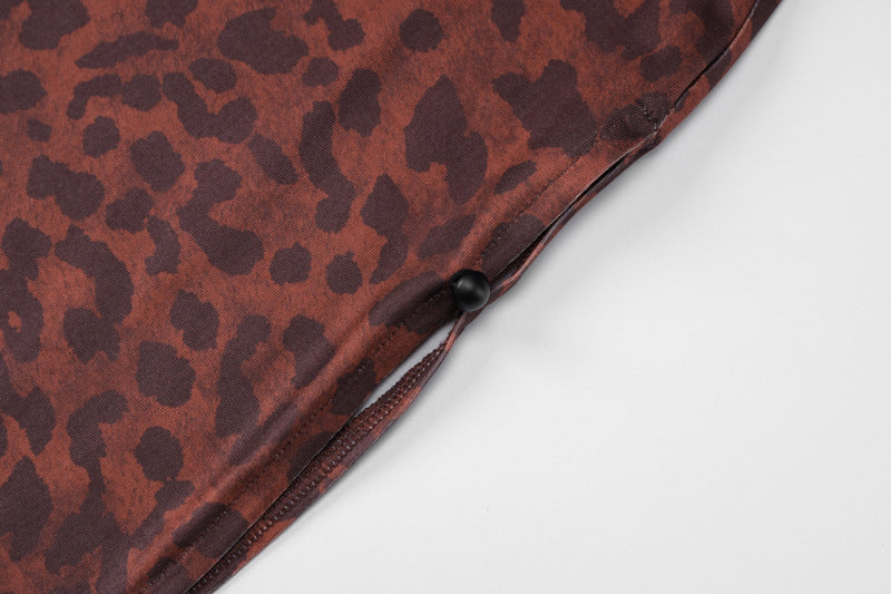 Women's Summer Fashion Leopard Printed Side Slit Strap Dress 14