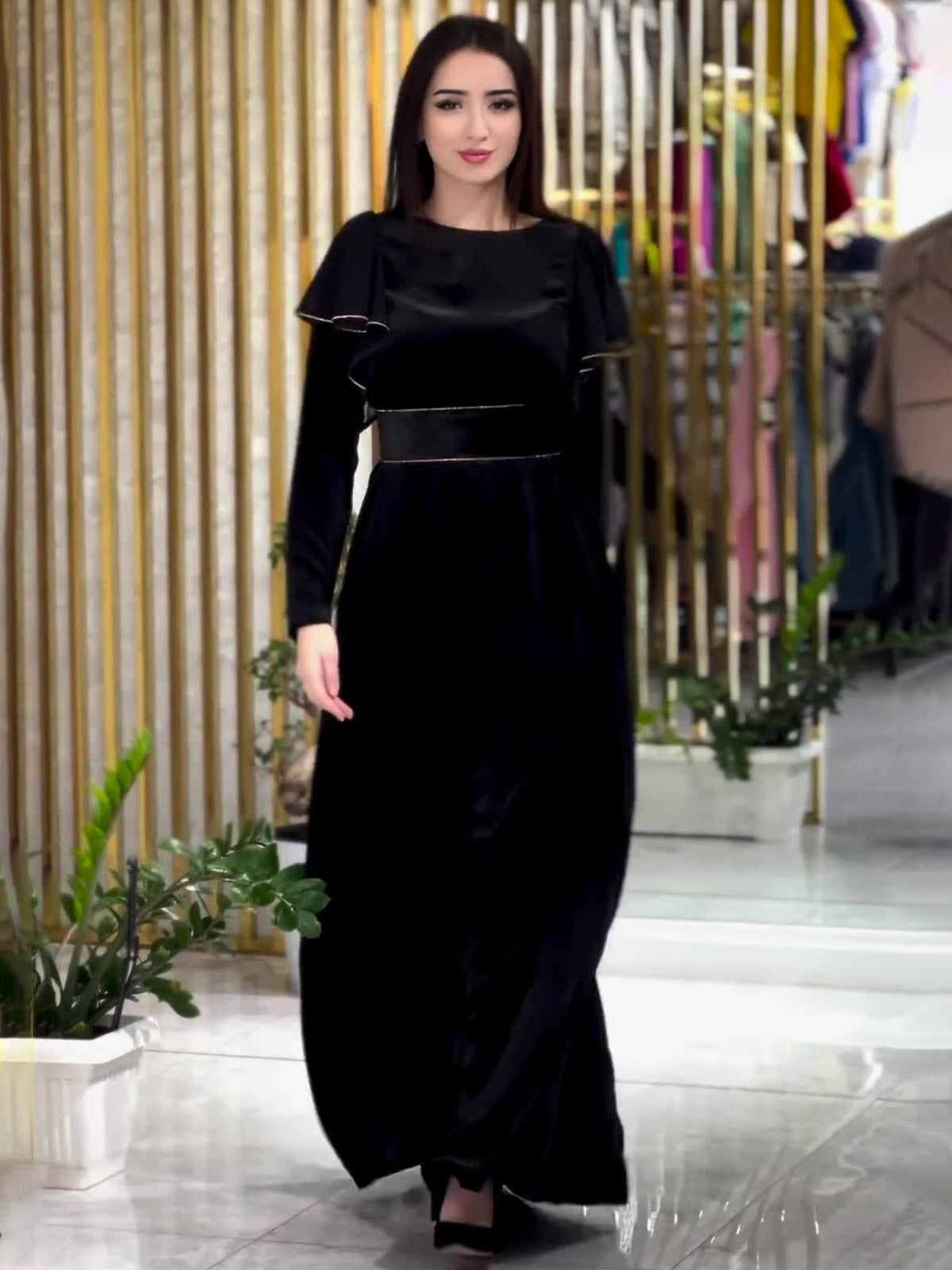 Women Long Sleeve Black Dress 6