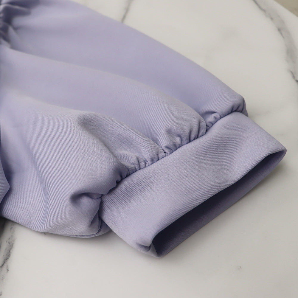 Chic Puff Sleeve Chic Low Back Party Fit Slit Gown Dress 16