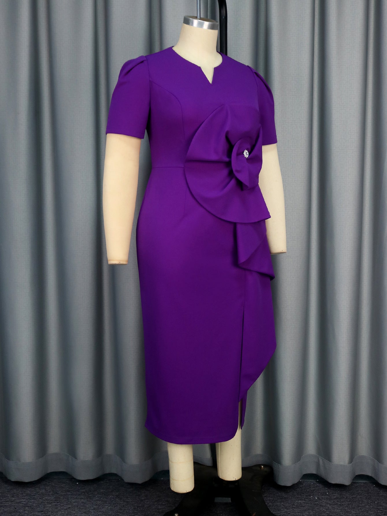 Plus Size Floral High Waist Cocktail Party Dress 5