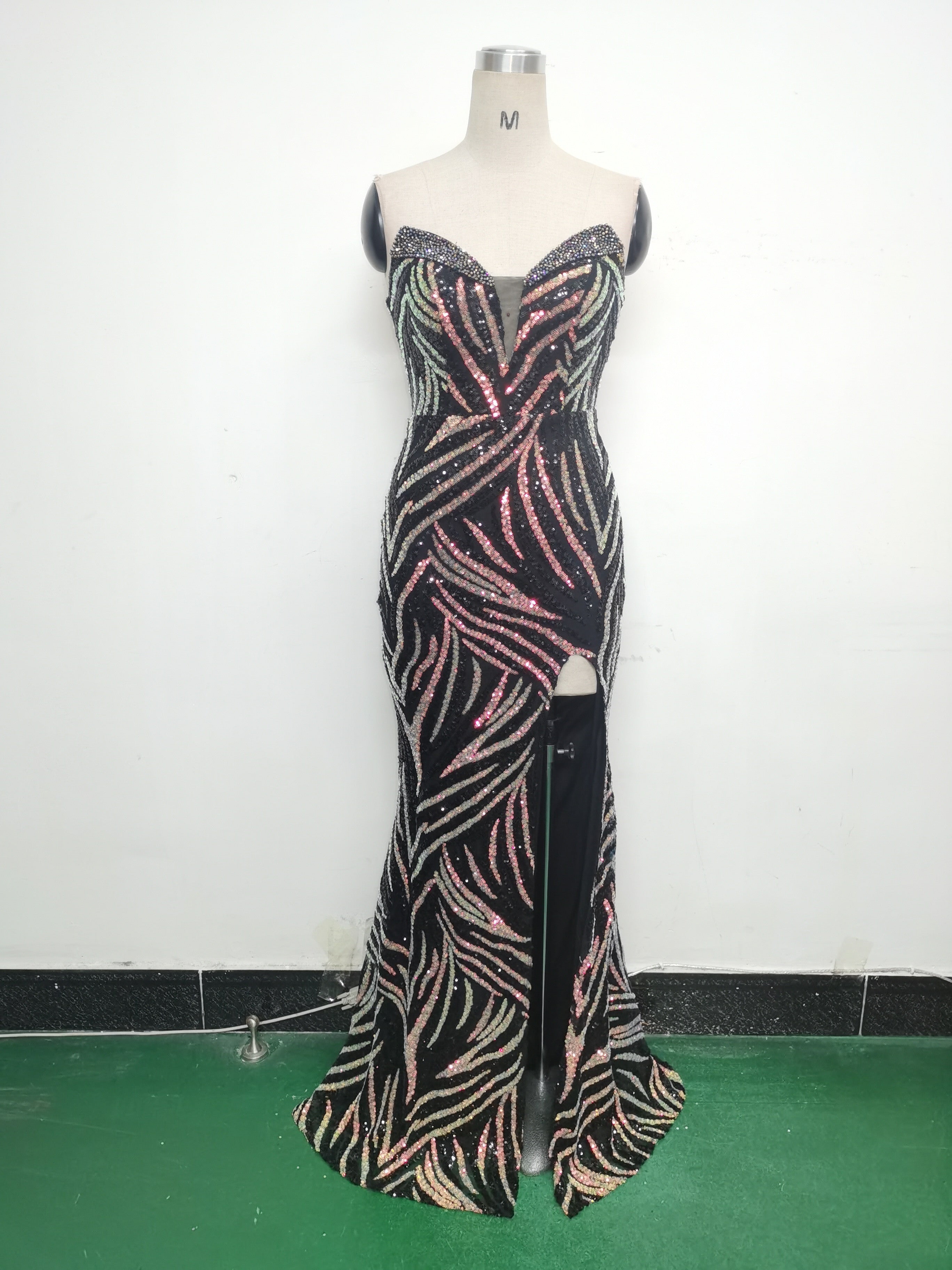 Women Beaded Sequined Wrap Dinner Party Evening Dress 38