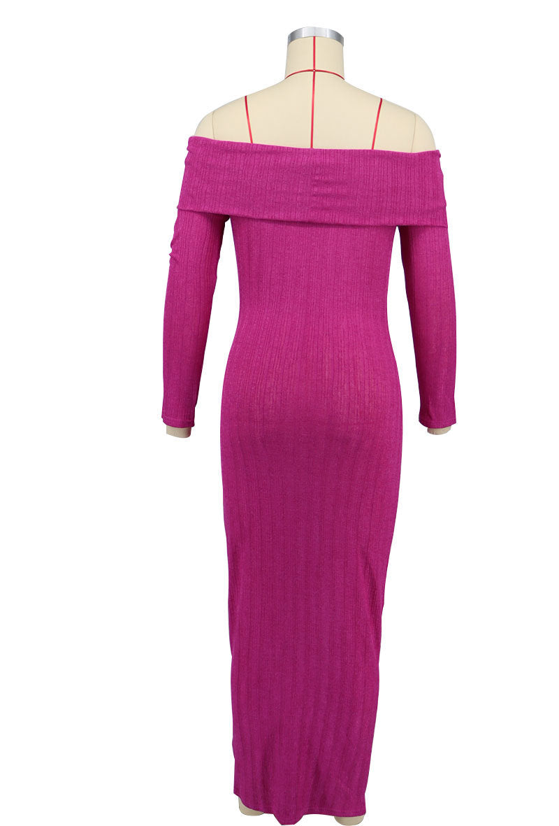 Women Solid Off Shoulder Maxi Dress 15