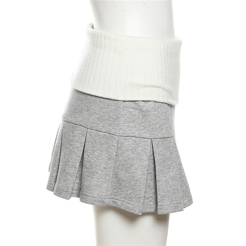 Autumn Women's Long Sleeve Crop Jacket High Waist Slim Fit Pleated Skirt Two Piece Set 26