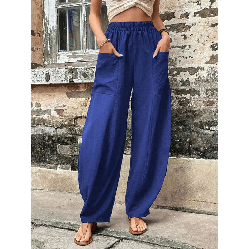 Women's Pants Solid Color Casual Elastic Trousers 12