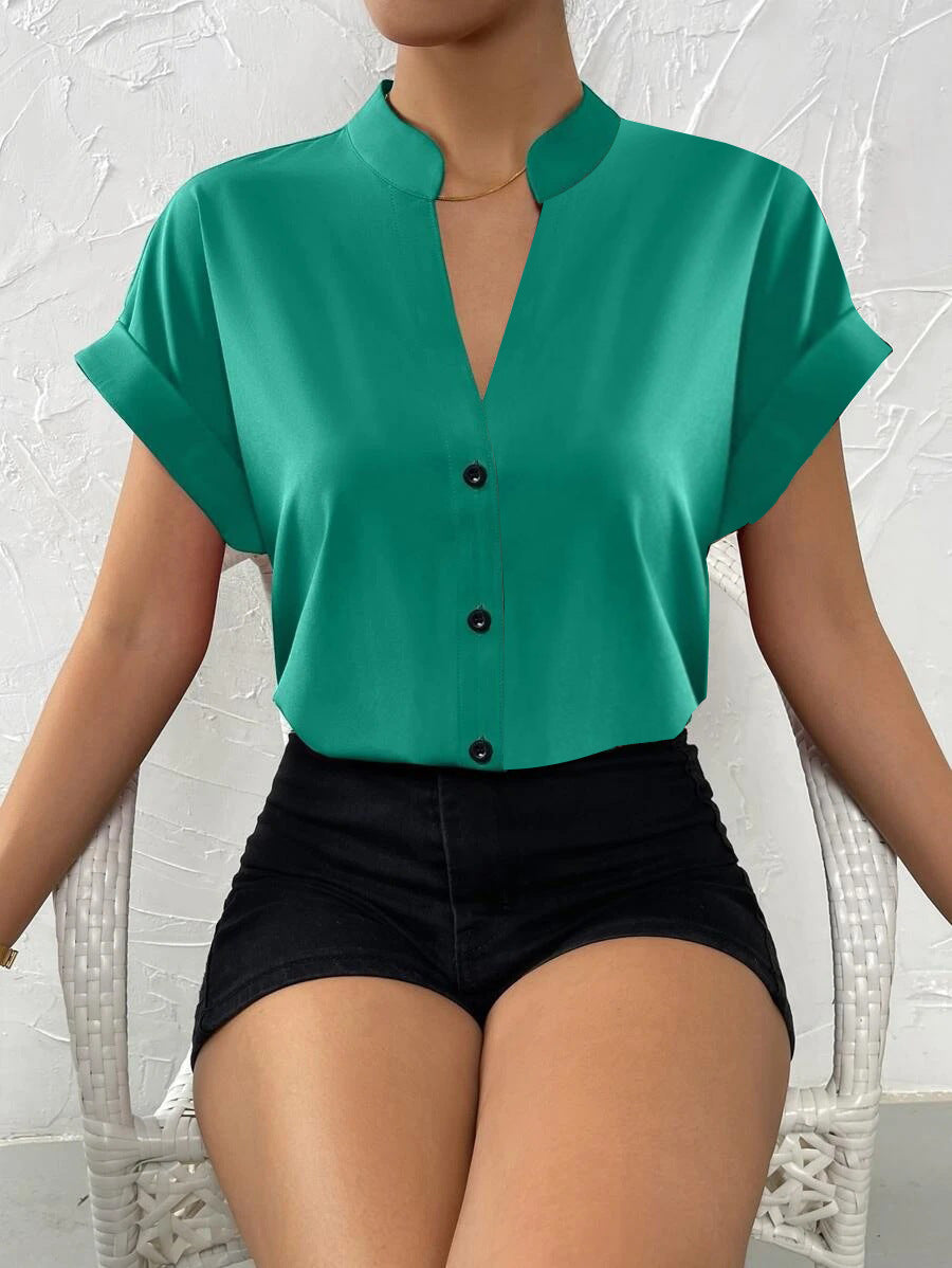 Women summer v-neck shirt 3