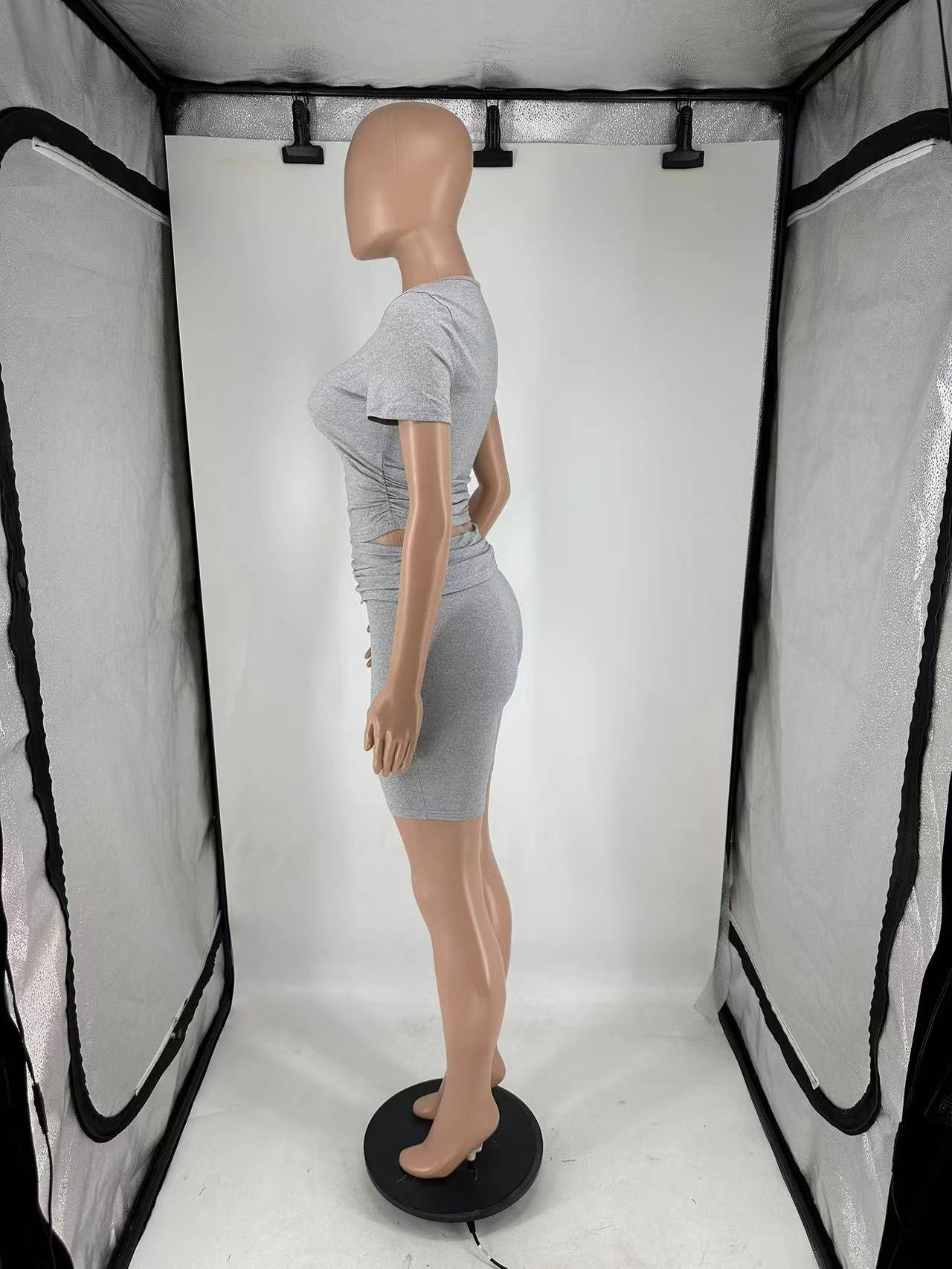 Short-Sleeve Round Neck Shorts Set Casual Summer Outfit 14