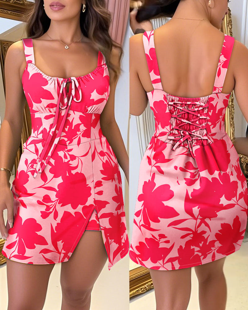 Women Straps Lace-Up Skirt