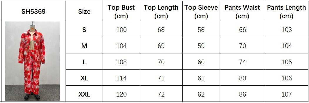 Long-Sleeved Gradient Print Shirt & Wide-Leg Pants African Women's Two-Piece Set 8