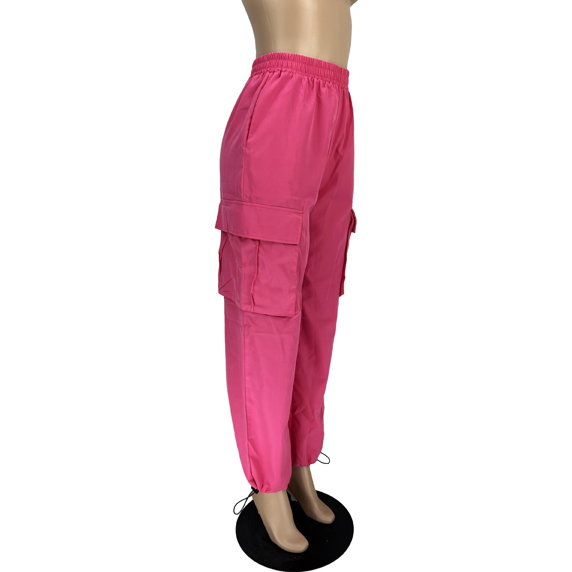 Women Casual Sports Solid Loose Drawstring Cargo Pants 12