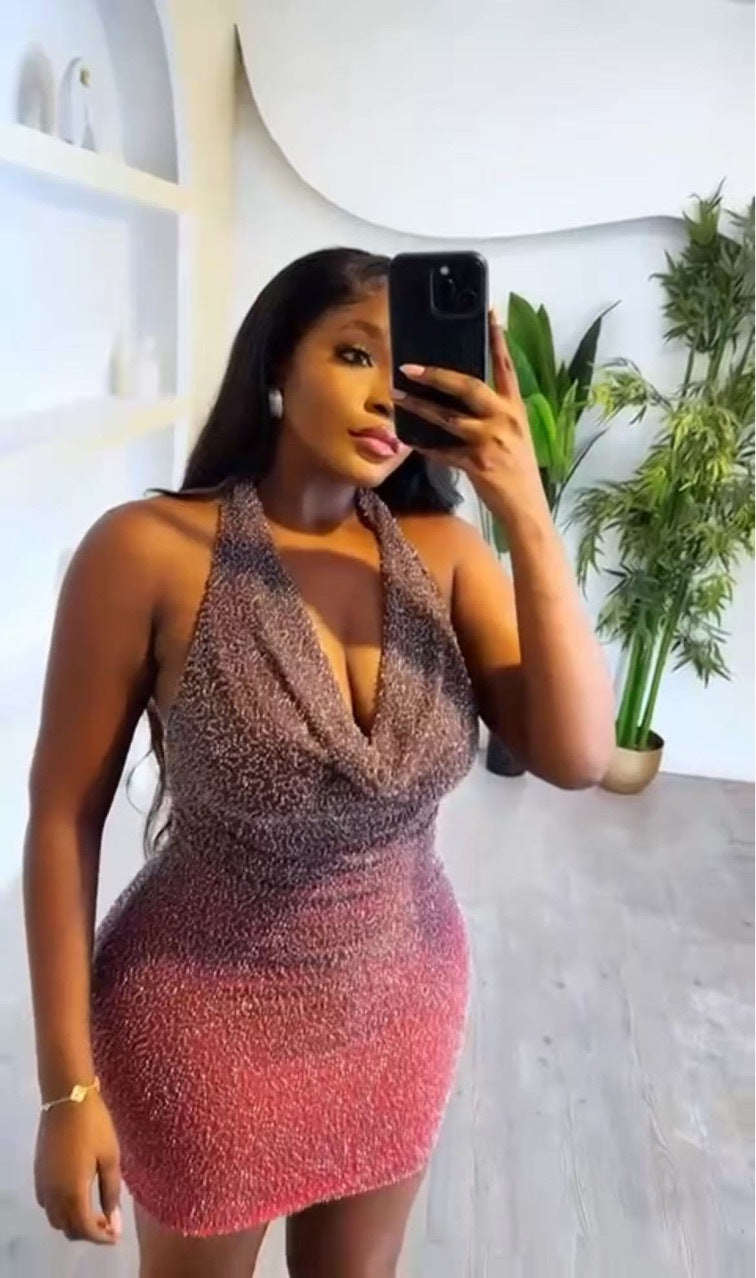 Women African Summer Sexy Bcakless Dress 4