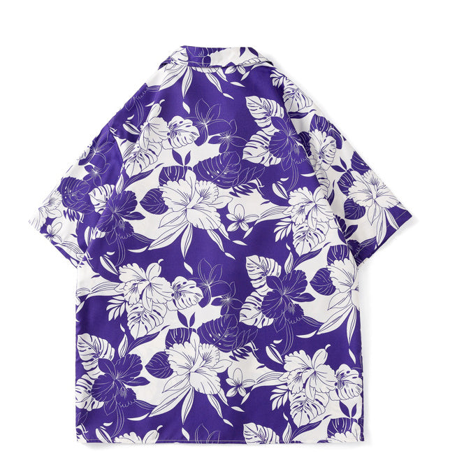 American Retro Classic Flower Shirt Men's Short-Sleeved Summer Casual Loose Hawaiian Shirt 6