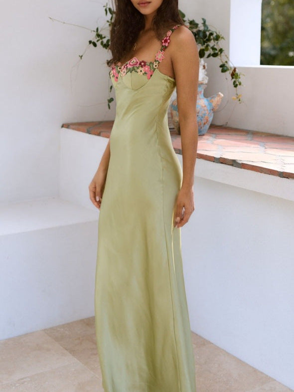 Women suspender lace satin French Bodycon dress