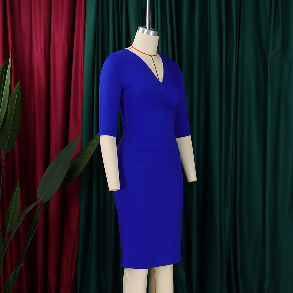 Women's V Neck Chic Bodycon OL Career Africa Plus Size Dress 22