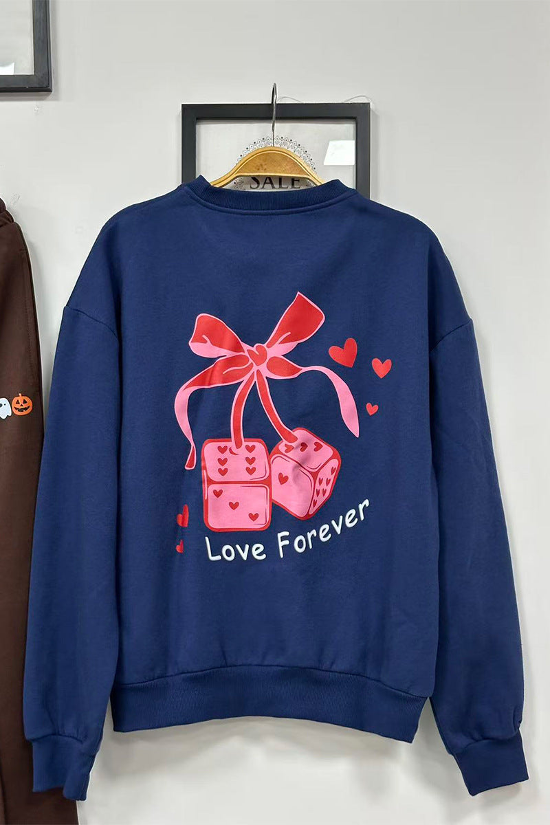 Women Autumn/Winter Printed Round Neck Long-Sleeved Top and Pants Two-Piece Set 42