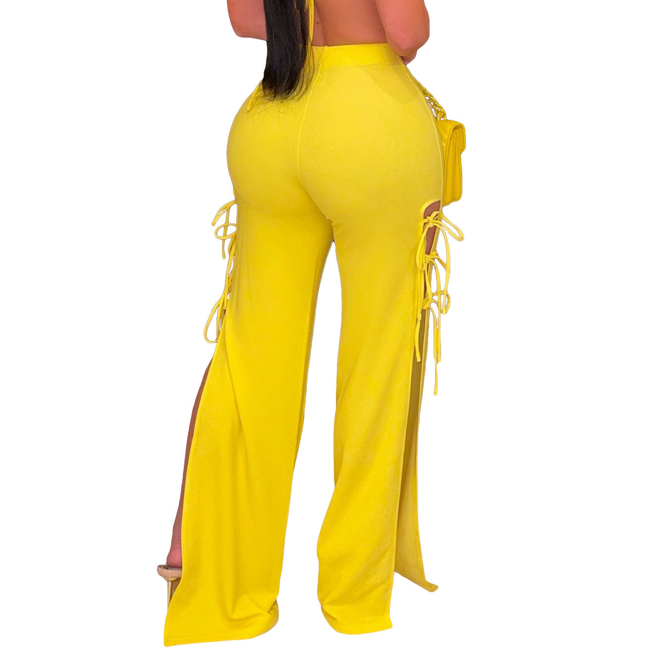 women's clothing fashion sexy solid color straps flared wide-leg trousers 5