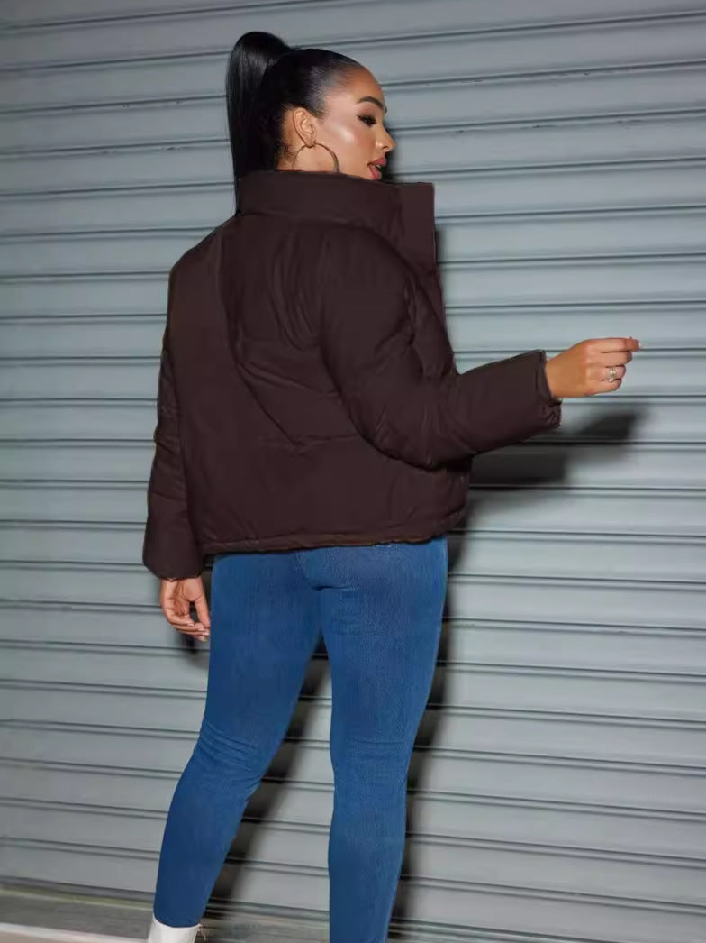 Women Turndown Collar Padding Jacket 8