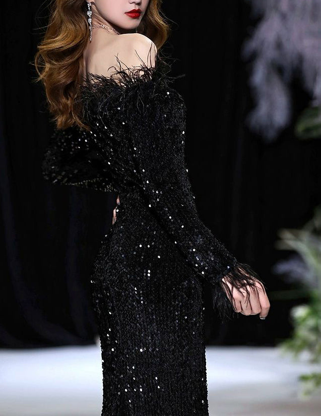 Chic party Formal Party Slim Fit evening sequined long dress for women 6