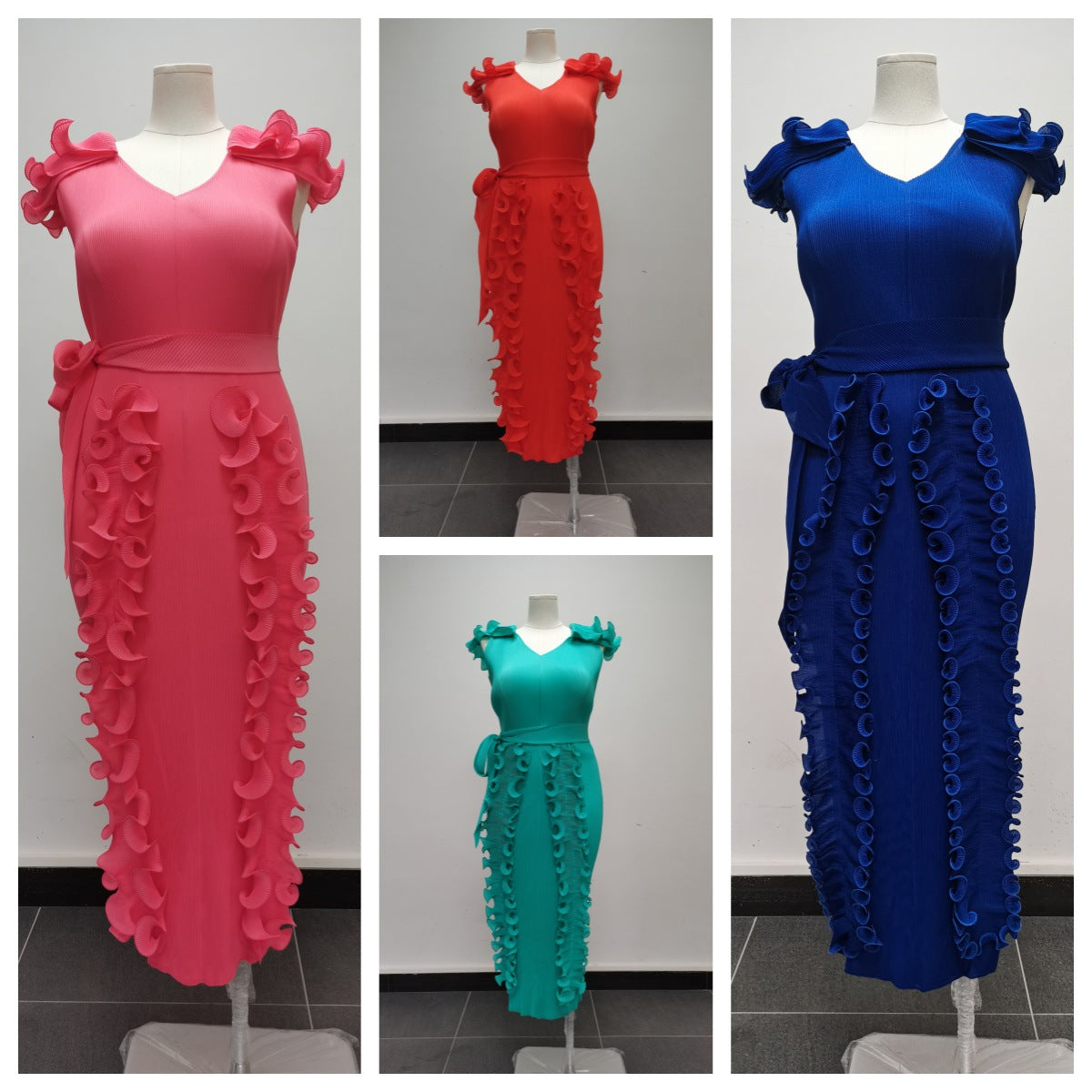 Plus Size Women Solid Pleated Dress 14