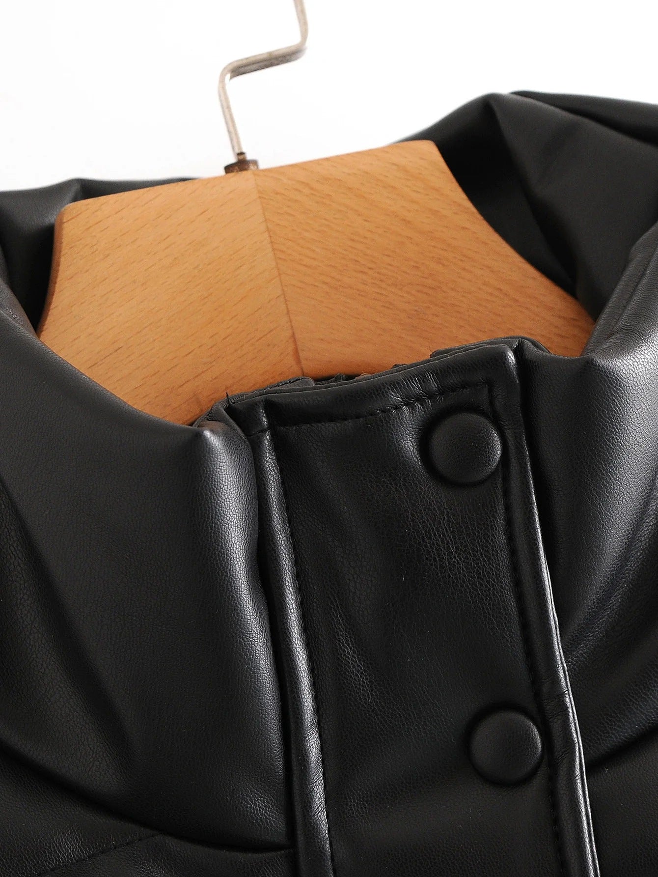 Leather Casual solid color leather cotton-padded Stand Collar jacket 57
