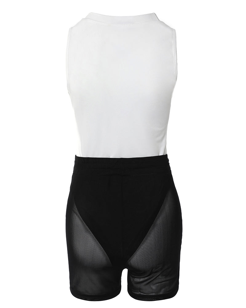 Women'S Sleeveless Print Top + Shorts Two Piece Set 17