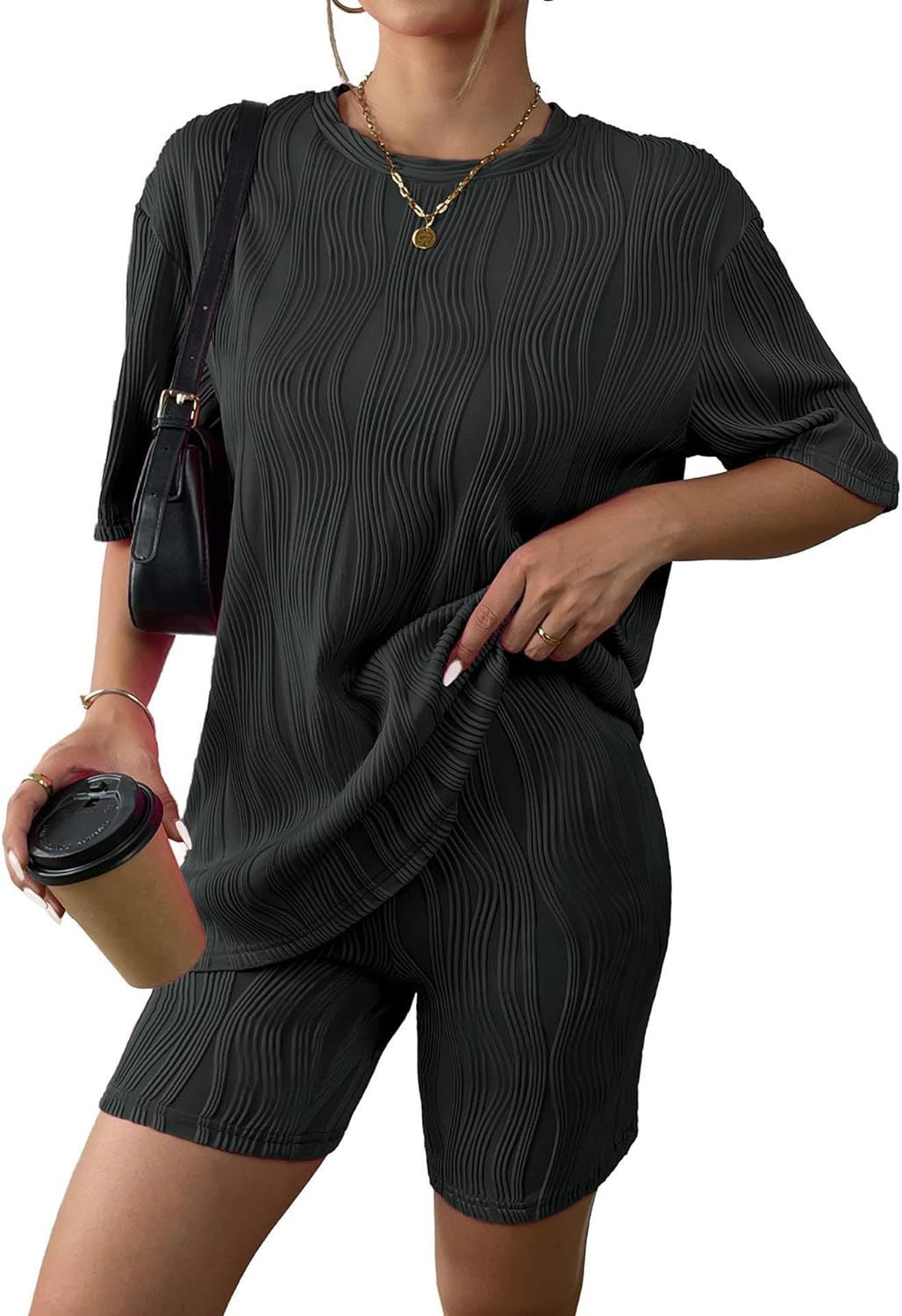 Spring Summer Casual Short Sleeve Pajamas Fashion Two Piece Shorts Set 24