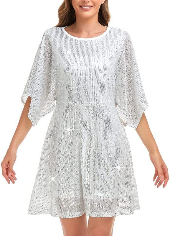 Women's Sequin Split Sleeve Loose Party Dress 5