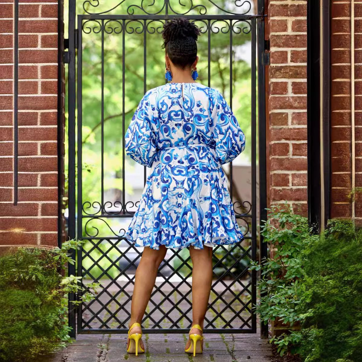 Women sexy print Lace-Up Loose Dress 5