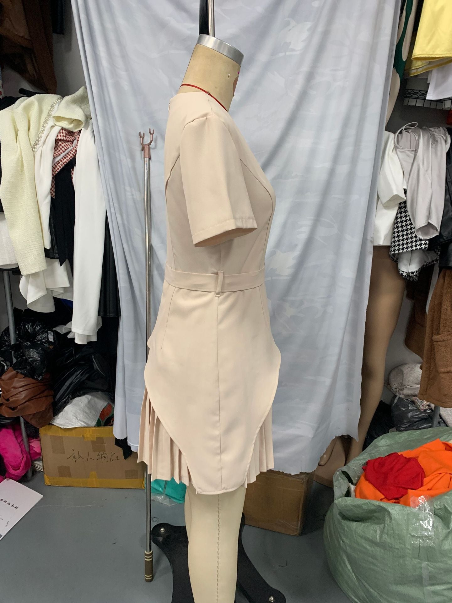 Summer Fashion Chic Dress Slim Waist Patchwork Pleated Dress 6