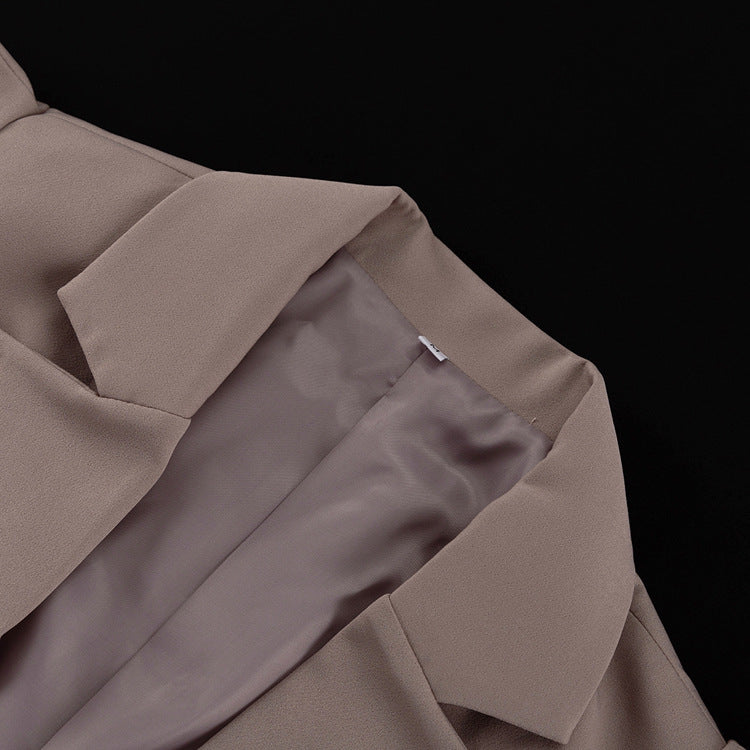 Women's Autumn And Winter Long Sleeve Turndown Collar Fishbone Top Bodycon Skirt Two-Piece Career Suit 8