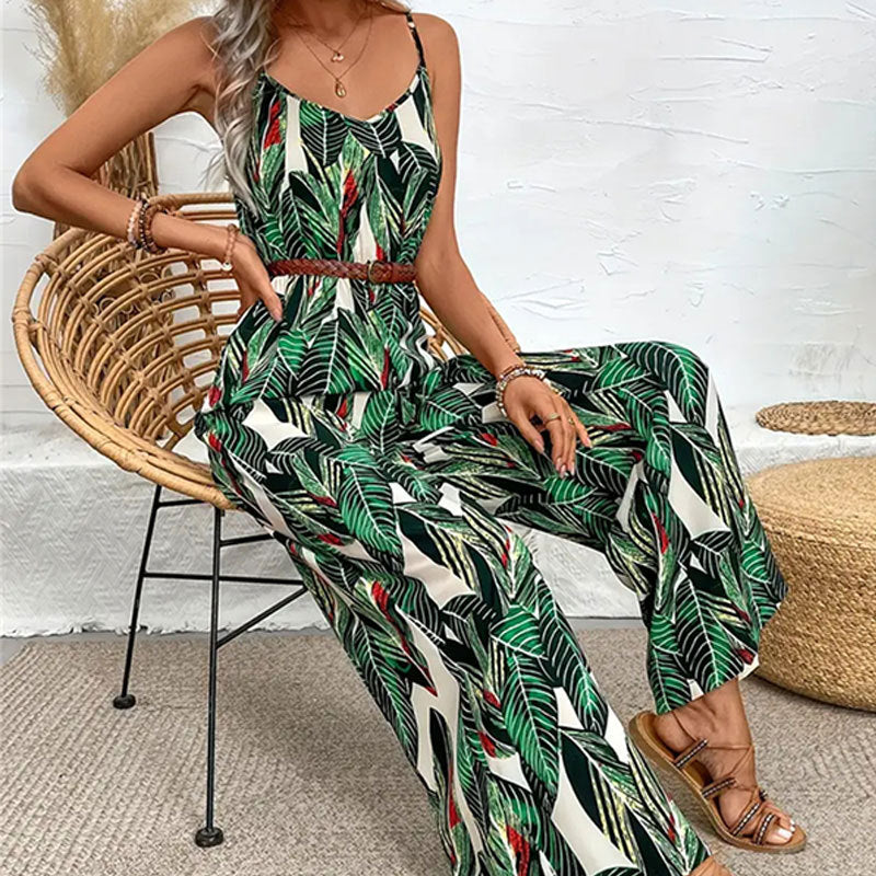 Women's Printed Strap Wide-Leg Jumpsuit 6